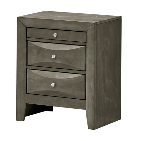 Modern Gray Storage Nightstand With Functional - 28 H X 23 W 17 D 3 Drawers No Assembly Chic Abundant Space Required