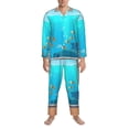 thumbnail image 3 of Saiise Underwater Aquarium Arches Men's Sleepwear Set Lapel Neck Button Down Long Sleeve Top and Pants 2 Piece Pajama Set-XX-Large, 3 of 7