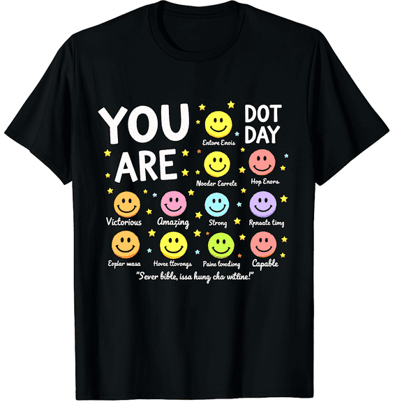 You are Enough Christian Bible Dot Day Colorful Polka Dot Graphic Black T-Shirt for Men and Women