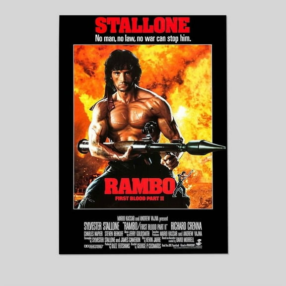 Rambo: First Blood Part 2 Movie Poster Print Retro Style - Size 24''x36'' - Postora