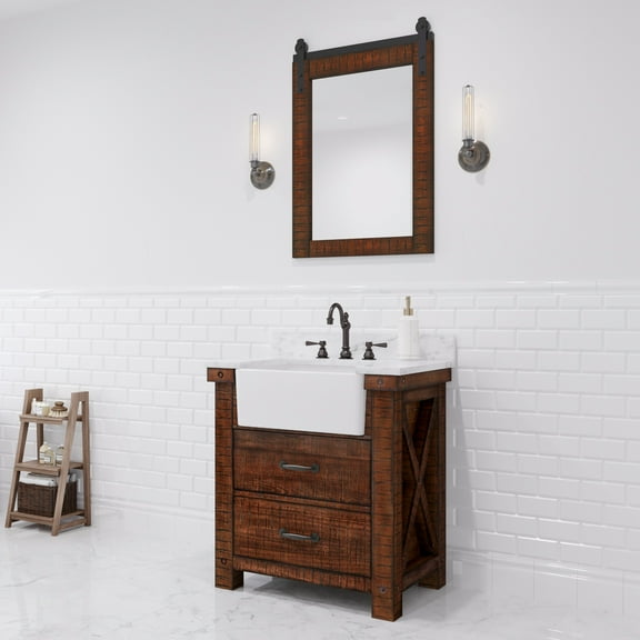 Water Creation Paisley 30"W Wood Single Bathroom Vanity in Brown and White
