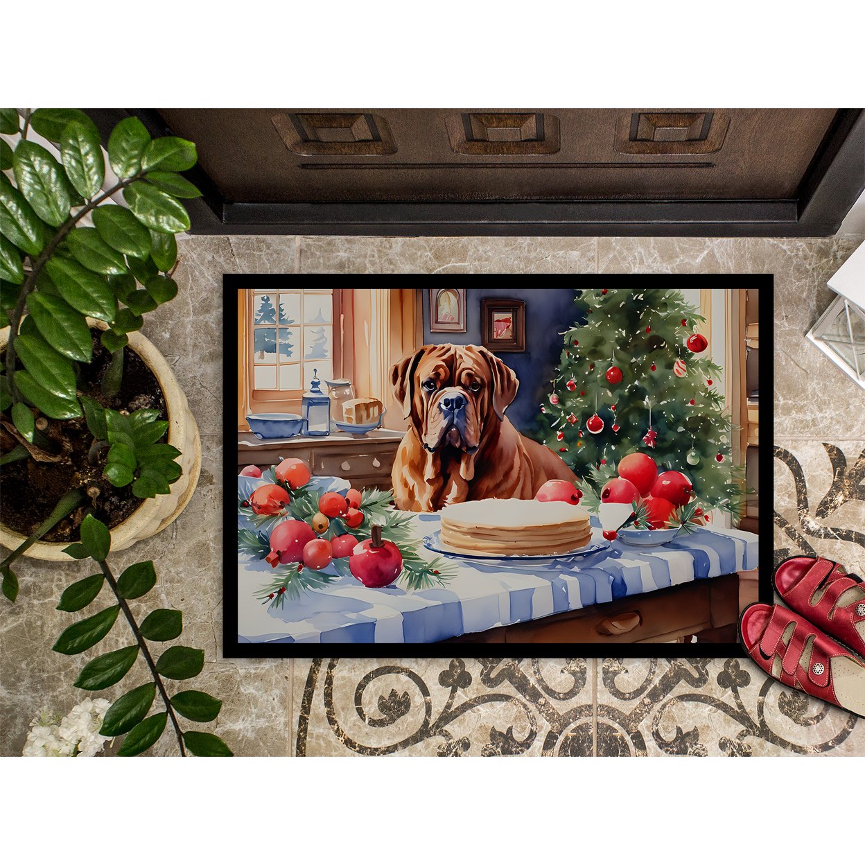 Carolines Treasures DAC3781MAT 18 x 27 in.  Dogue de Bordeaux Christmas Cookies Doormat