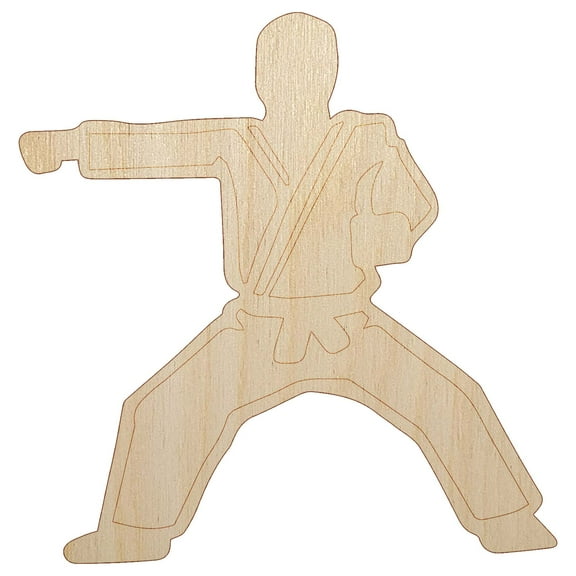 Kung Fu Martial Arts Rider Stance Karate Gi Wood Shape Unfinished Piece Cutout Craft DIY Projects - 4.70 Inch Size - 1/8 Inch Thick