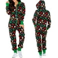 thumbnail image 4 of Noël Pyjamas d'Une Seule Pièce des Femmes avec Capuche, Santa Modèle Adulte Confortable Combinaisons Homewear, 4 of 5