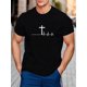 thumbnail image 1 of Men's Cross Print T-shirt, Casual Short Sleeve Crew Neck Tee, Men's Clothing for Outdoor, 1 of 6