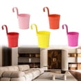 thumbnail image 4 of 5pcs Metal Hanging Flower Pots for Fence Balcony Garden with Removable Hooks, 4 of 7
