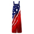 thumbnail image 5 of JULMCOMO 4th of July Jumpsuits for Women USA Flag Cotton Linen Red White Blue Overalls 250th Year Sleeveless Button Straps 1776 Jumpsuits with Pockets Light Blue XL, 5 of 6
