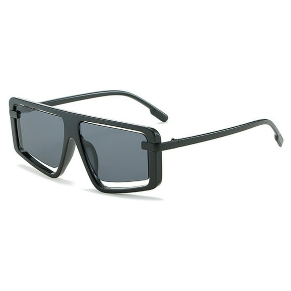 European and American large-frame light-leaking design sunglasses, made of PC - black