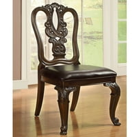 Side Dining Room Chairs Wooden Set of 2 Solid Wood Veneers Leather-like Fabric Beautiful Cabriole Legs with Matching... by Overstock