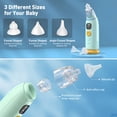 thumbnail image 3 of Cshidworld Nasal Aspirator for Baby, Electric Nose Aspirator for Toddlers, Waterproof Baby Nose Sucker with 3 Silicone Tips, 3 Adjustable Suction Level, Music and Light Soothing Function,Green, 3 of 8