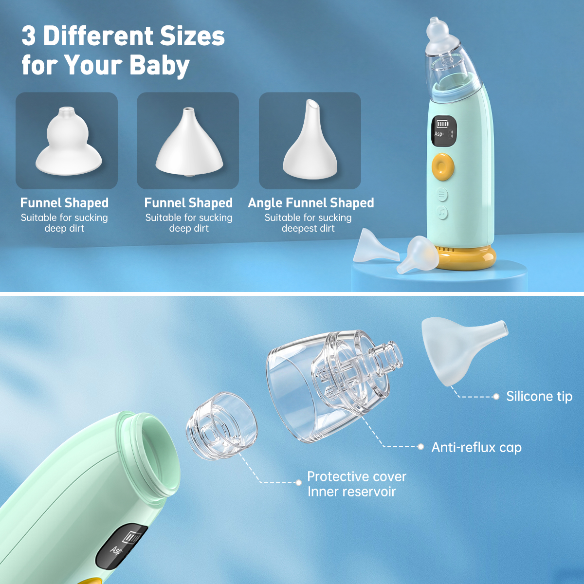 Cshidworld Electric Nasal Aspirator with 3 Silicone Tips photo 3