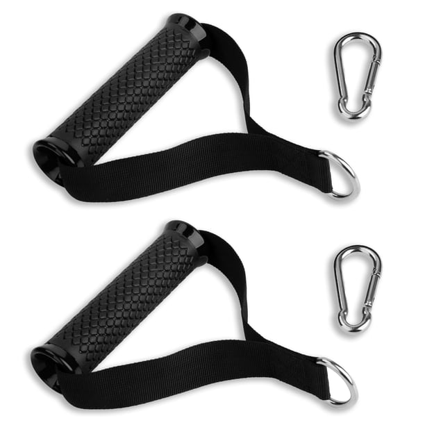 2 piezas, manijas de ejercicio de alta resistencia, manijas de cable Accesorio de equipo de gimnasio, empuñaduras de anillo en D doble, correas encriptadas