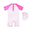 thumbnail image 4 of HAWEE Swimsuit for Girls One Piece Swimwear Unicorn Bathing Suit Short Sleeve Rash Guard Swimwear Zip with Hat, 4 of 6