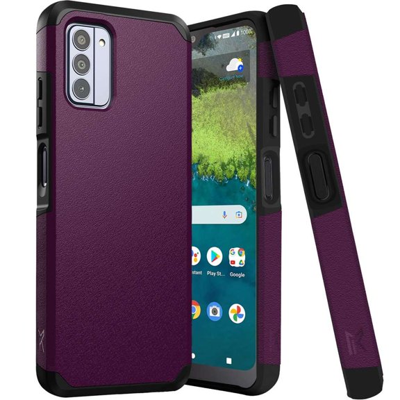 MK Dual Layer (Shockproof Protection Magnetic Mount Back) Protective Armor Cover Case for Nokia G310 5G (with LED Keychain Light) - Dark Purple
