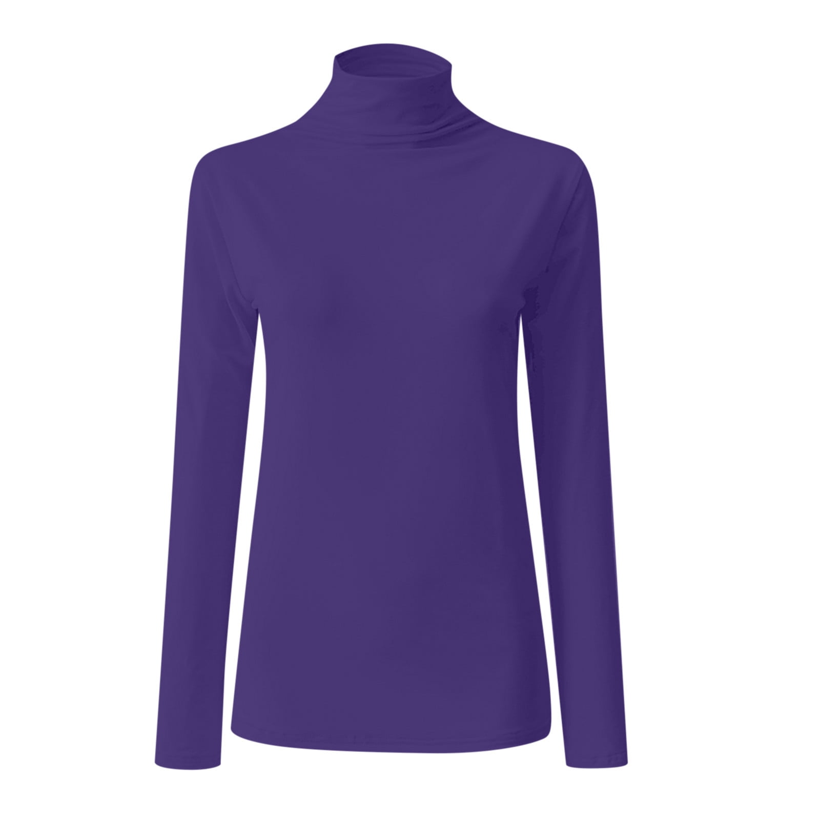 zanvin sweartshirt clearance sale Fashion Womens Solid Color Turtleneck Long Sleeve Knitting Tshirt Slim Blouse Tops Purple Gifts for her Walmart