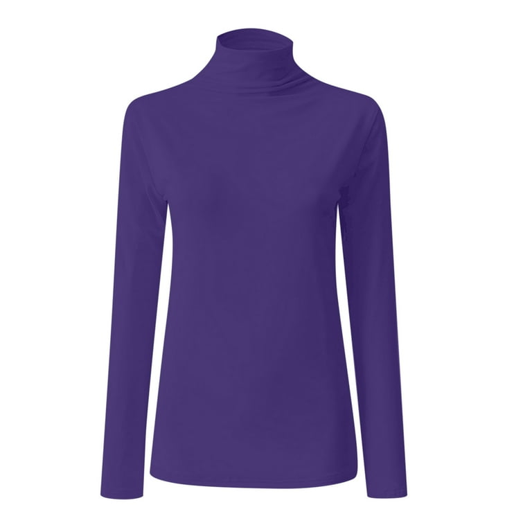 Mock Turtleneck Ladies Trendy Tops Long Sleeve Slim Fit Tee Shirt