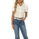 thumbnail image 1 of INSPIRAR CHIC Blusas de Encaje de Manga Corta con Botones XS Beige, 1 of 6