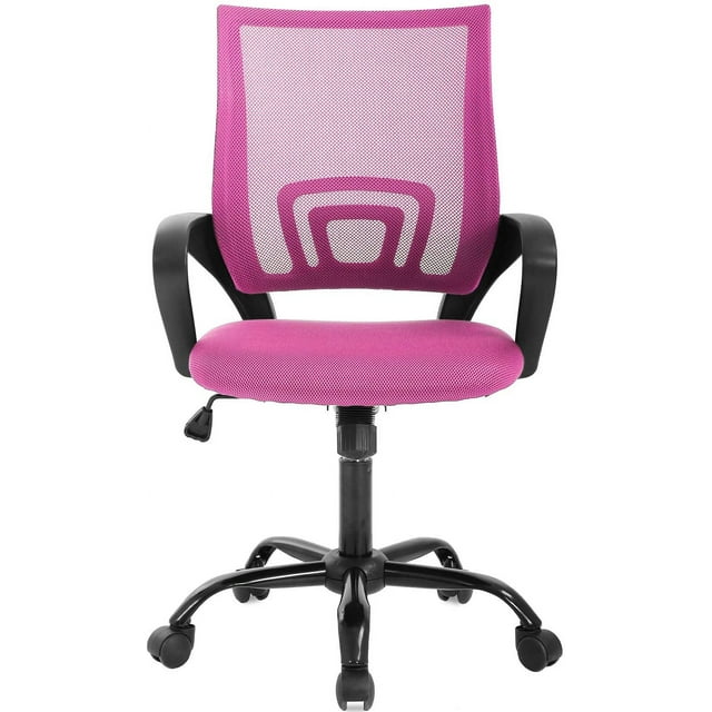 BestOffice Office Chair Ergonomic Mesh Lumbar Support Modern Executive Adjustable Stool Rolling for Back Pain, Pink