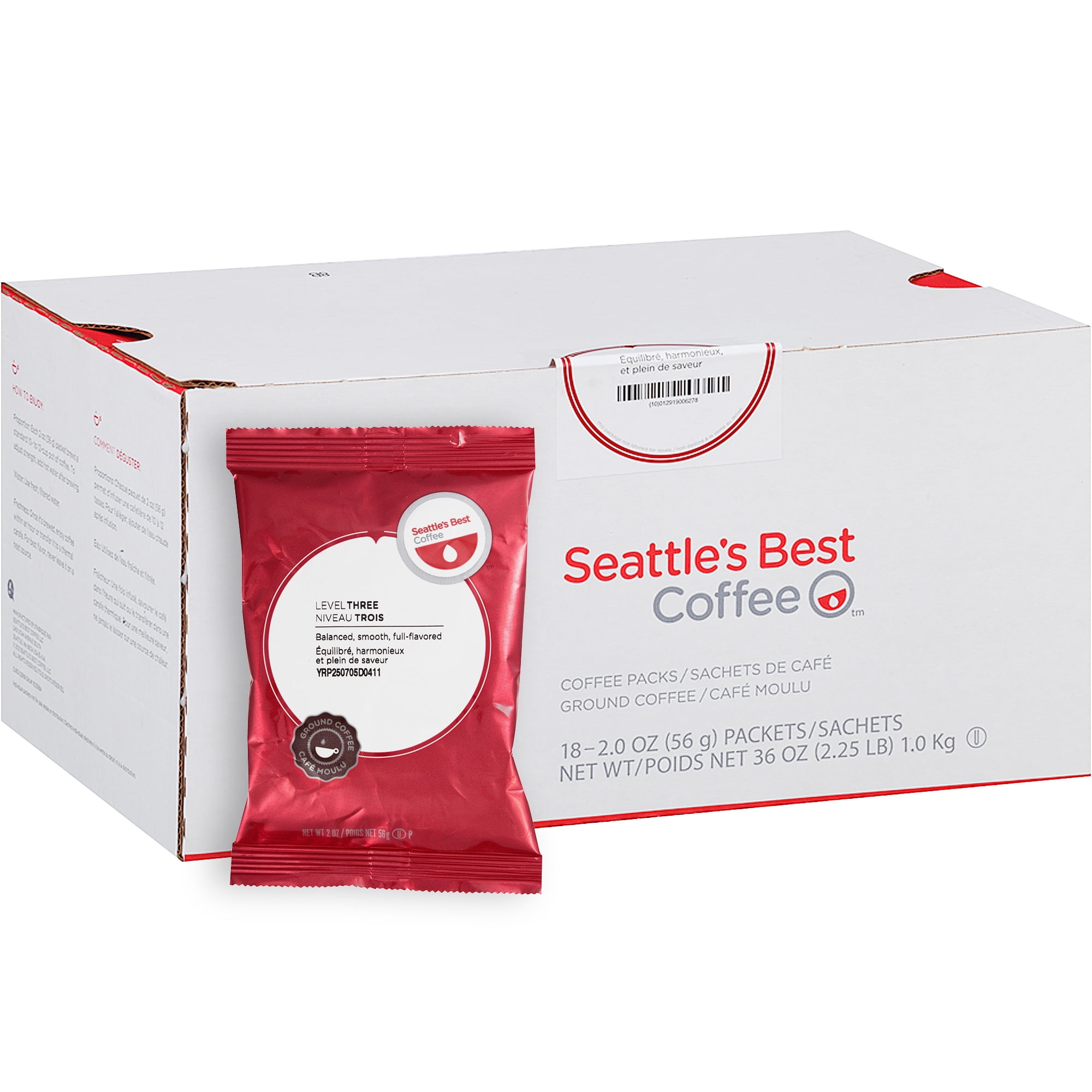 Seattle's Best Premeasured Coffee Packs, Signature-Level 3, 2 oz Packet, 18/Box