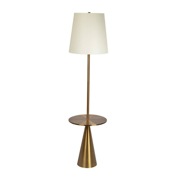 Ashcroft Furniture Celestial Modern Floor Lamp with Brass Accent Table with Large White Shade
