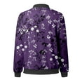 thumbnail image 5 of Women's Bomber Jacket Causal Floral Zip Up Long Sleeve Coat with Pockets 2025 Lightweight Loose Fall Fashion Outerwear Cardigan, 5 of 5