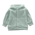 thumbnail image 6 of Child Winter Jacket Girl Dqueduo Boys And Girls Button Down Hooded Fleece Long Sleeve Pocket Casual Coat Jacket Green 5-6 Years, 6 of 10