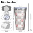 thumbnail image 4 of 16oz Tumblers Pioneer Flower Floral Print Pattern Stainless Steel Vacuum Insulated Double Wall Travel Tumbler Cups Mug with Lid and Straw,Cleaning Brush for Coffee,Tea, 4 of 4