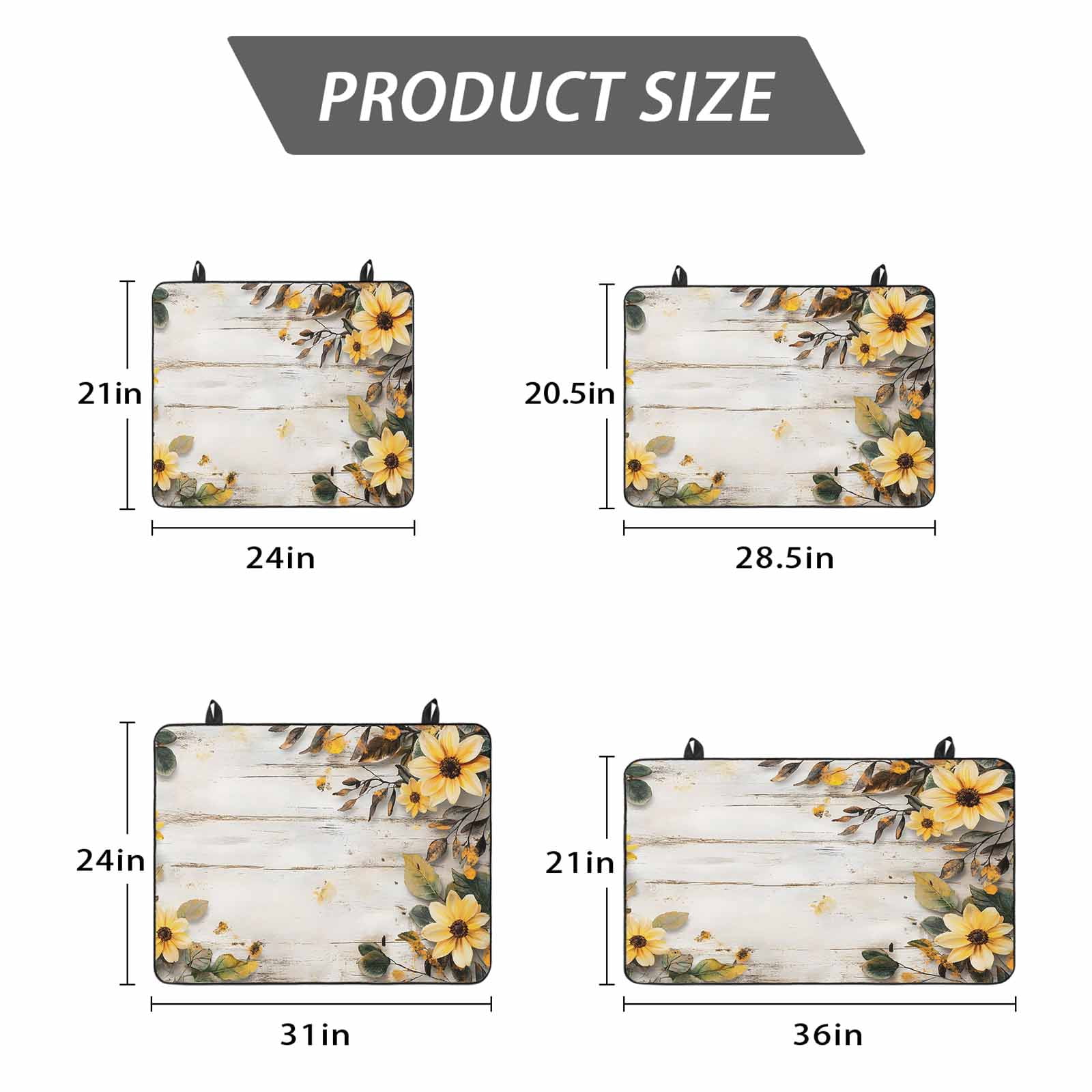 Yellow Floral Spring Stove Top Cover for Electric Stove, Heat-proof & Non Slip Glass Top Stove Cover Protector, Vintage Summer Botanical Kitchen Flat Cooktop Rubber Mat 24x21 Inches