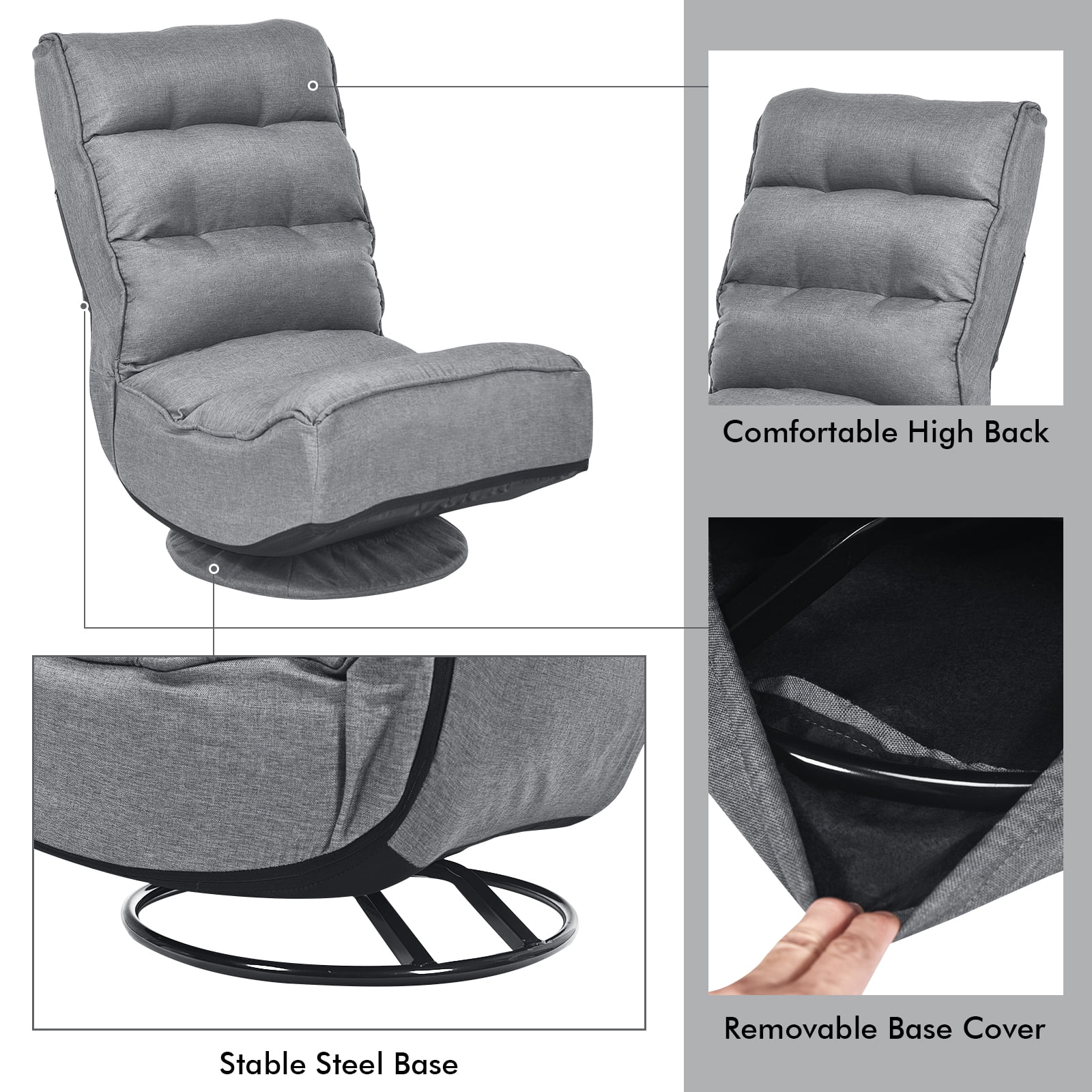 Giantex Rotatable Floor Chair, Foldable Floor Chair, Floor Seat Cushion, Lazy Sofa for Meditation, Yoga, Ideal for Home & Office