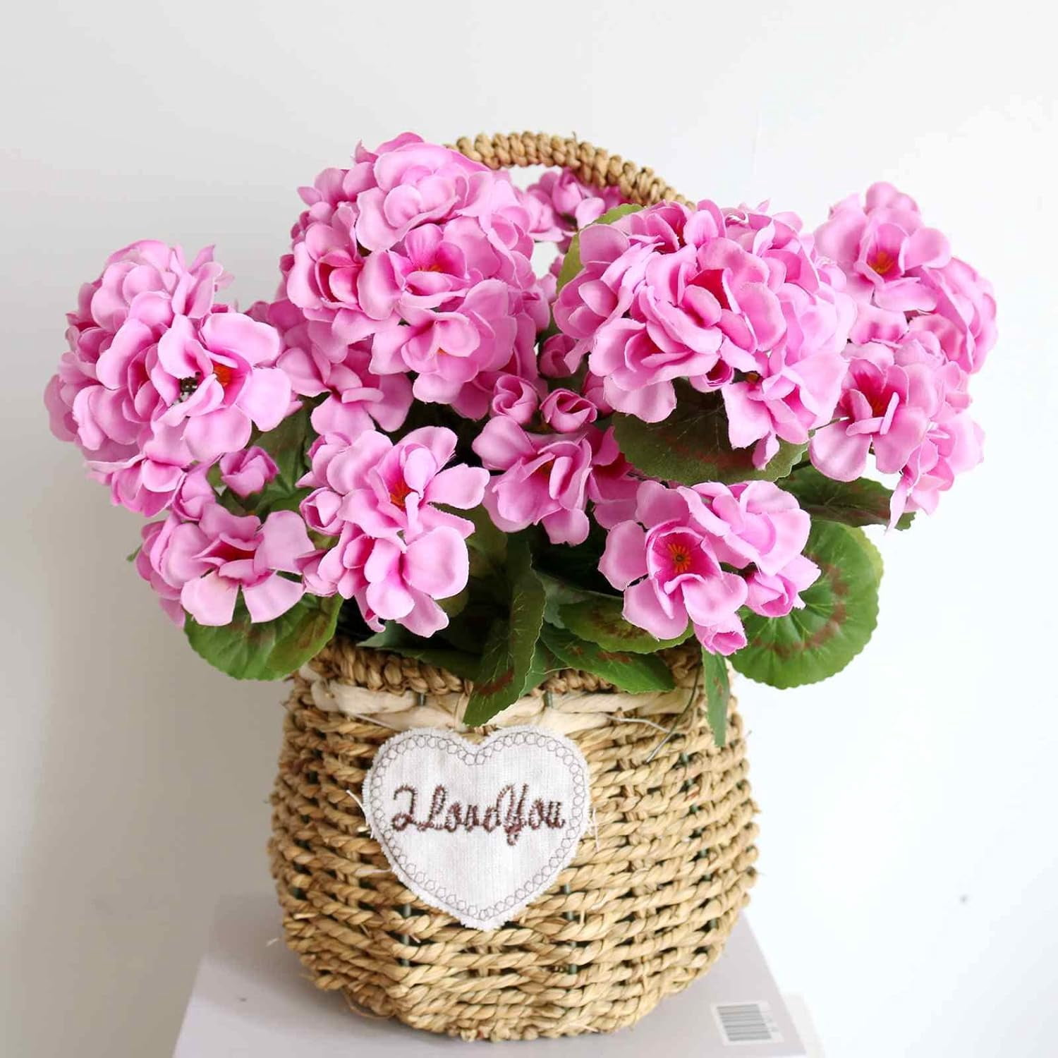 Artificial Flowers Geranium Bush Begonia Silk Flowers for Outdoor Indoor Artificial Plant Flowers for Patio Lawn Garden Decor (4PCS Red)