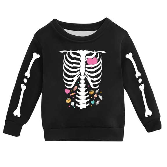 SJLDQY Boys Halloween Sweatshirts Long Sleeve Crew Neck Sweatshirt Hallowmas Skeleton Graphic Casual Pullover Tops for Boys