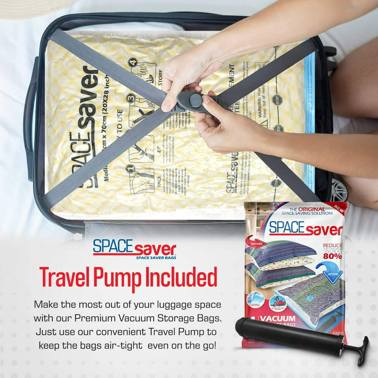 Space Saver Vacuum Storage Bags, 8 Medium Vacuum Sealer Bags with Pump,  Storage Vacuum Sealed Bags for Clothing, Comforters, Blanket Storage,  Bedding
