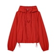 thumbnail image 2 of Nestiefly Women's Zip Up Hoodies Drawstring Windbreaker Jacket Sport Casual Workout Coats Y2K Long Sleeve Outwears with Pockets 2026 Red L, 2 of 7