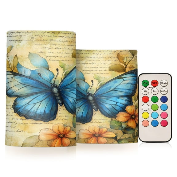 BZSMCE Flameless Candles LED Lights Drawing Blue Butterfly Creativity Battery Candles
