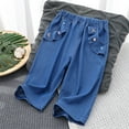 thumbnail image 2 of Odeerbi 5-12 Years Kids Boys Soft Jeans Summer Ruffle Denim Capris Casual Straight Leg Cowboy Cropped Pants, 2 of 7