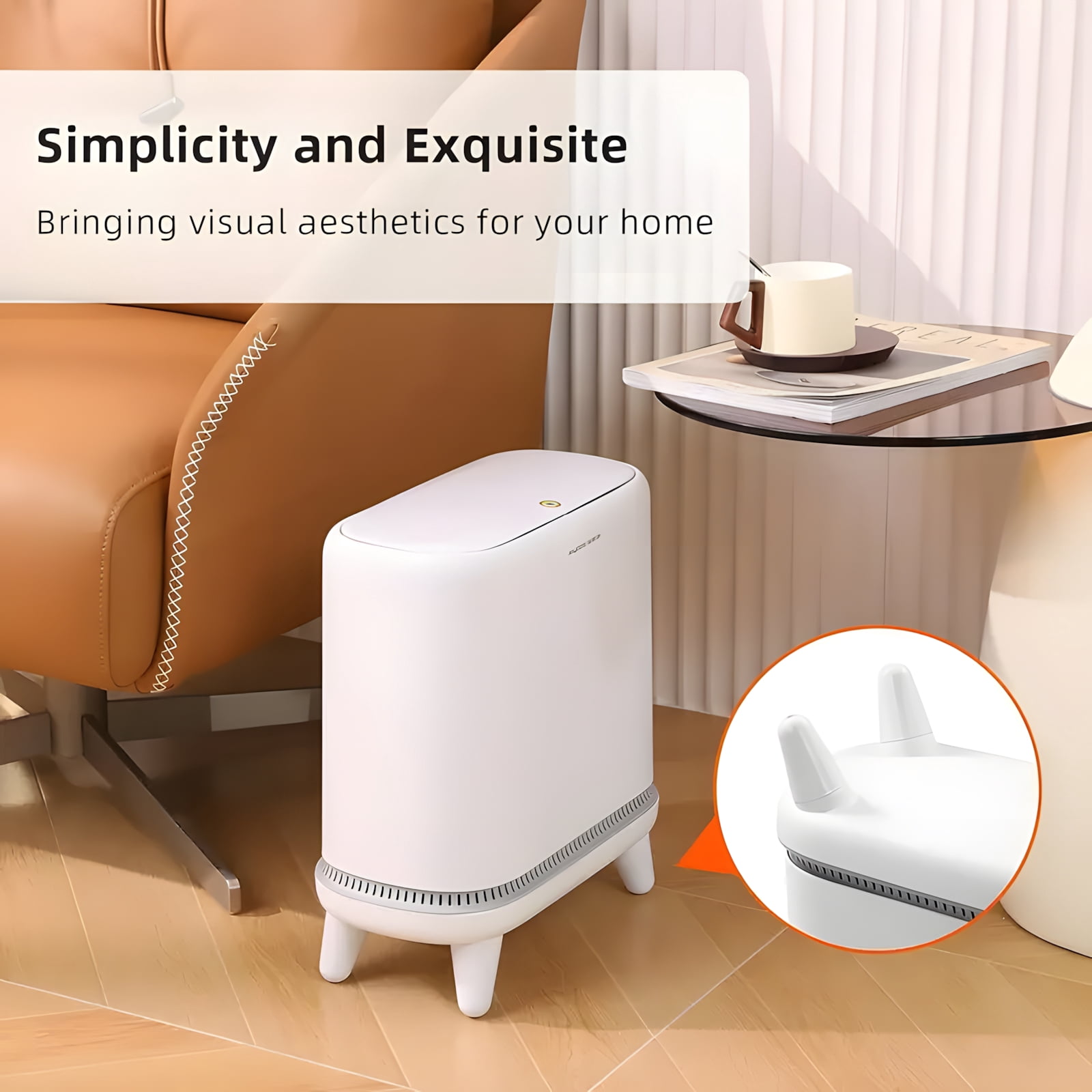 Maoface Small Bathroom Trash Can with Lid 3.2 Gallon - Slim Garbage Can for Bedroom Office Living Room