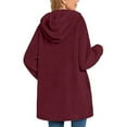 thumbnail image 3 of Women's 2024 Hooded Button Pocket Cardigan Casual Coat Womens Winter Jacket Thin Warm Jackets for Women Women Outer Wears Sk8 Zip Women's Petite Outerwear Jackets & Coats Purdue Womens Coat Petite, 3 of 5