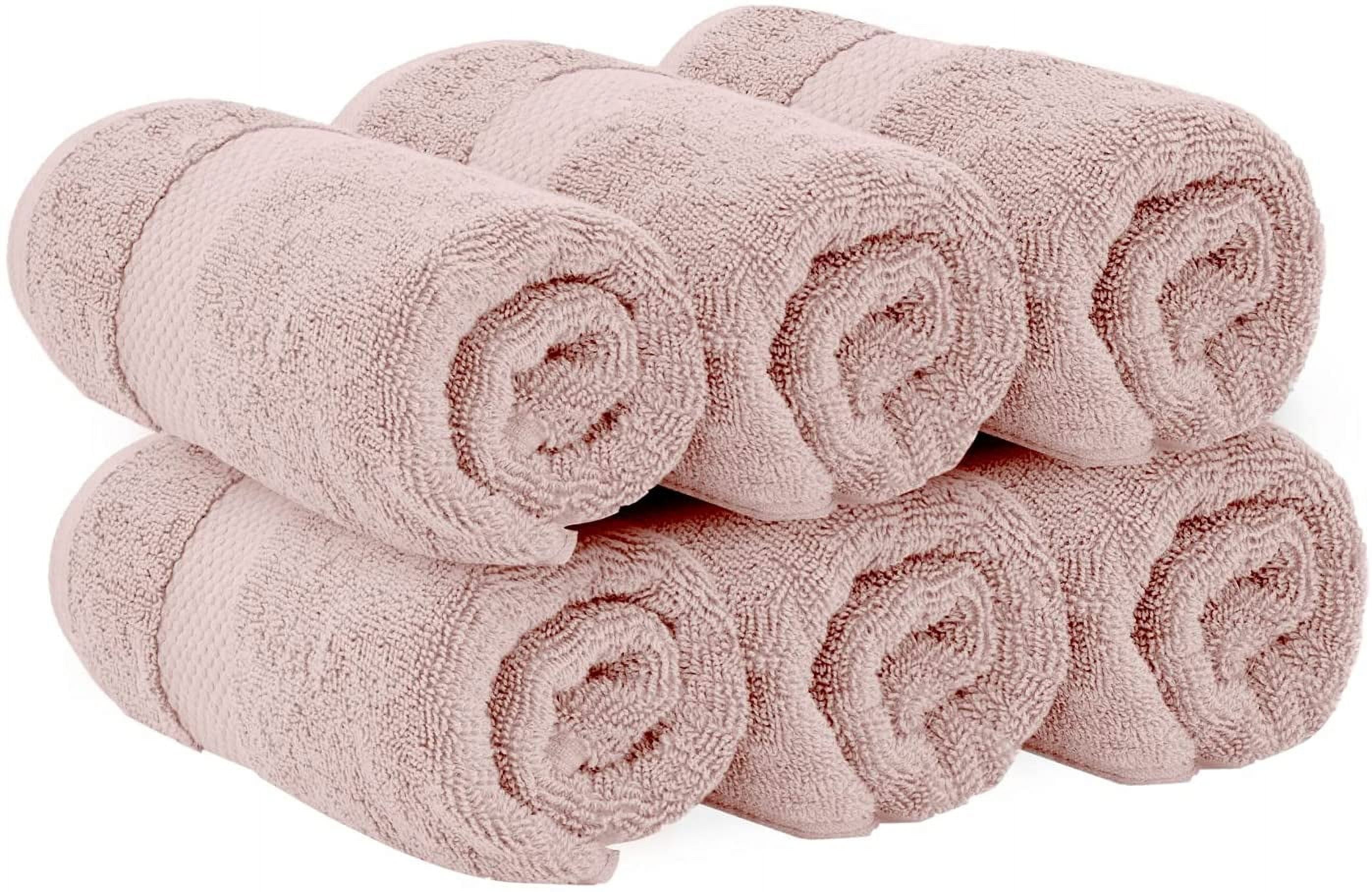White Classic Hotel Collection Luxury Soft Cotton Hand Towels, Pink, 16 x 30, 6 Pack