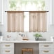 thumbnail image 1 of Nvzi Cortina pequeña de gasa fina, impermeable, semiopaca, de color liso, para decoración de cocina y baño, 2 piezas, 76 x 92 cm, marrón., 1 of 5