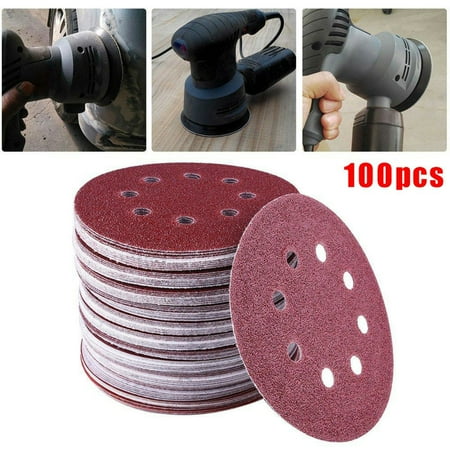 

WonderfulMart 100Pcs Sanding Discs 5 inch 8 Holes Hook and Loop 80/180/240/320/400/800/1000/1500/2000/3000 Grit Assorted Sandpaper Orbital Sander Round Sand Paper