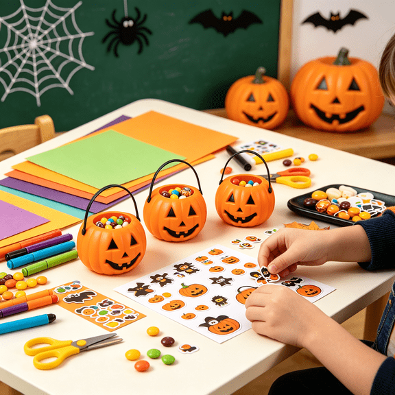 3‑Pack Portable Mini Halloween Pumpkin Bucket, Plastic Jack‑O‑Lantern Candy Holder with Handle, Great for Kids Trick‑or‑Treat, Party Favors and Holiday Table Decor