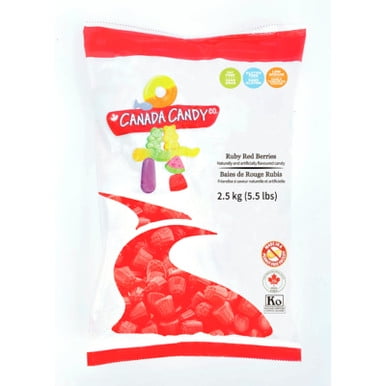 Canada Candy Co Bonbons Gélifiés aux Baies Rubis Rouges, Friandises Classiques aux Baies Rouges Tendres et Moelleuses, en Vrac 2,5 kg (5,5 Lb)