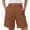 22# Coffee, variant on Cargo Shorts Women Bermuda Knee Length Long Hiking Pull on Shorts with Pockets Elastic Waist for Summer Casual Trendy Gray XL