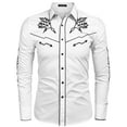 thumbnail image 3 of COOFANDY Mens Western Cowboy Shirt Embroidered Denim Long Sleeve Casual Button Down Shirt, 3 of 6