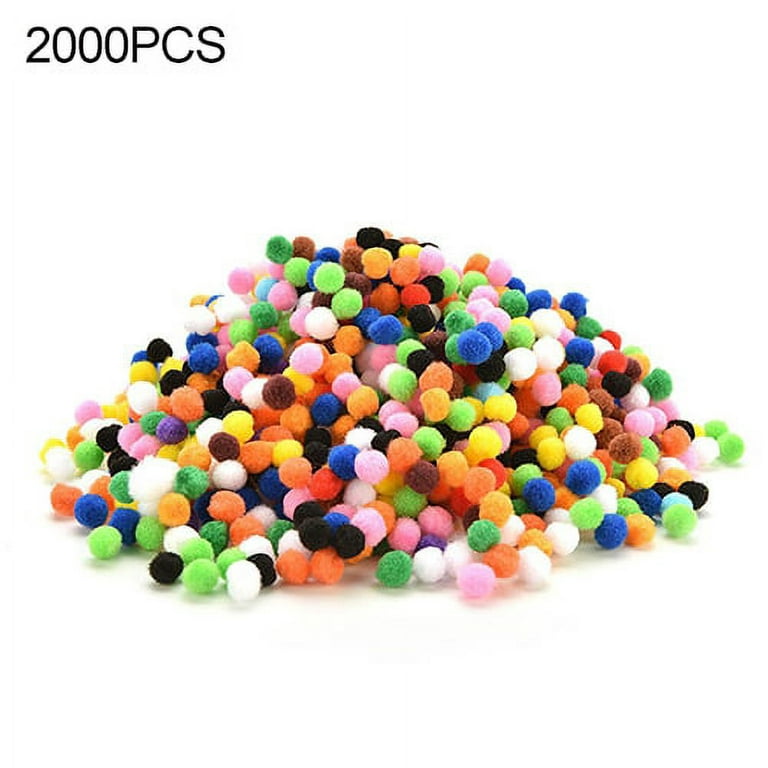 Waroomhouse 2000 Pcs DIY Mini Soft Fluffy Ball Pom Poms Pompoms Kids Craft  Toy,Large Colored Cotton Balls for Home and School (Mixed Color ) 