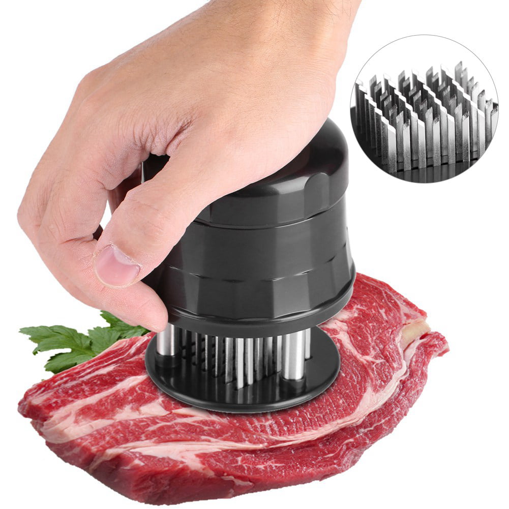 Kitchen Gadget 56 Stainless Steel Blades Spikes for Tenderizing Steak Chicken Beef Meat Tenderizer Needle Grilling Barbeque with Cleaning Brush 