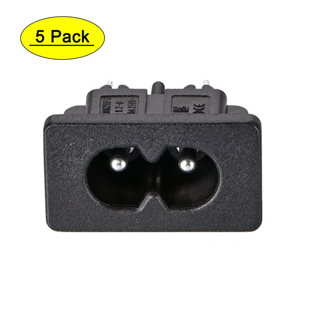 Panel Mount Plug Adapter 250V AC 2.5A C8 2 Pins IEC Inlet Module Plug ...