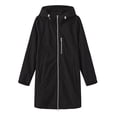 thumbnail image 6 of Levmjia Women Hooded Rain Jacket Waterproof Lightweight Long Sleeve Zip Up Mid Length Loose Fit Solid Color Outerwear Pockets Daily Commute Hiking Camping Travel Outdoor Casual, 6 of 6