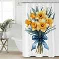 thumbnail image 2 of 72x78 Inch Shower Curtain Spring Floral Bathroom Decor Waterproof Fabric Bathtub Bath Curtains Decorative Yellow Botanical Blossom Motif Extra Long Shower Curtain Set with Hooks, 2 of 6