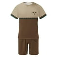 thumbnail image 4 of GERsome Mens 2 Piece Outfits Short Sleeve Crewneck Tops and Shorts Sets Color Block Casual Summer Tracksuits Sets S-4XL, 4 of 5